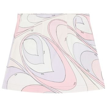 Girls Pink & White Iride Logo Skirt