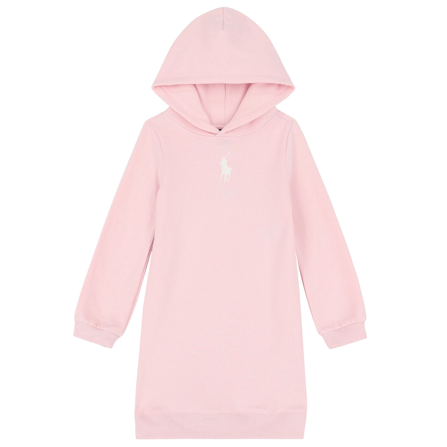 Girls Pink Logo Hooded Dress, 1, hi-res