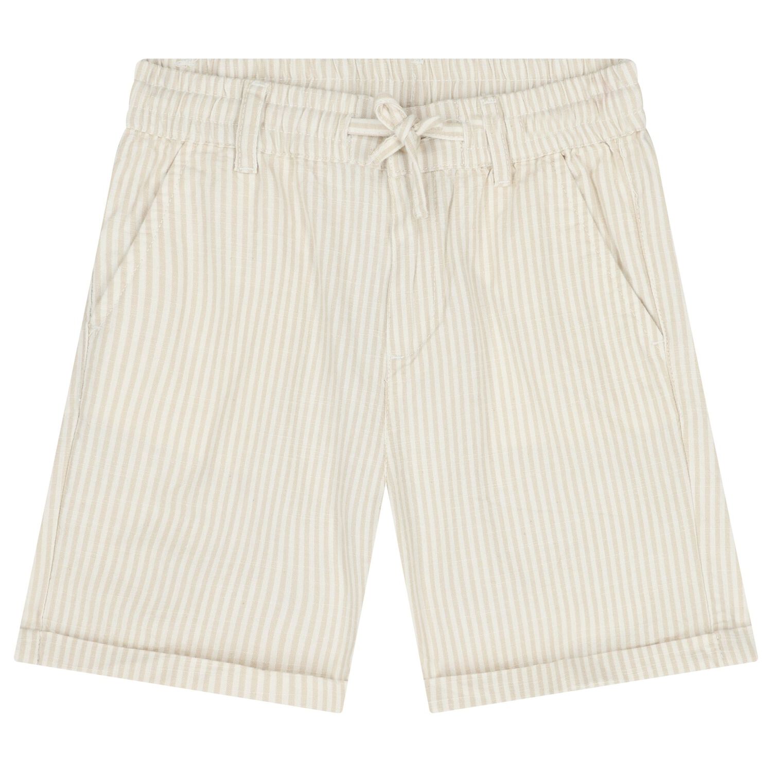 Boys Ivory & Beige Striped Shorts, 1, hi-res