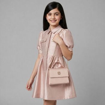 Girls Pink Satin Handbag