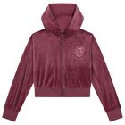 Girls Pink Logo Hooded Zip Up Top, 1, hi-res