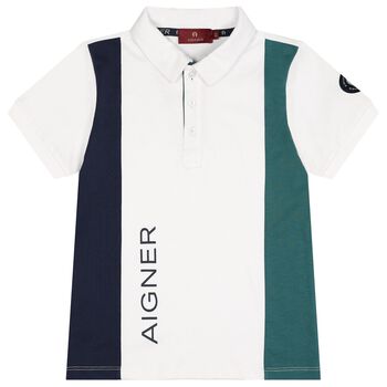 Boys White Logo Polo Shirt