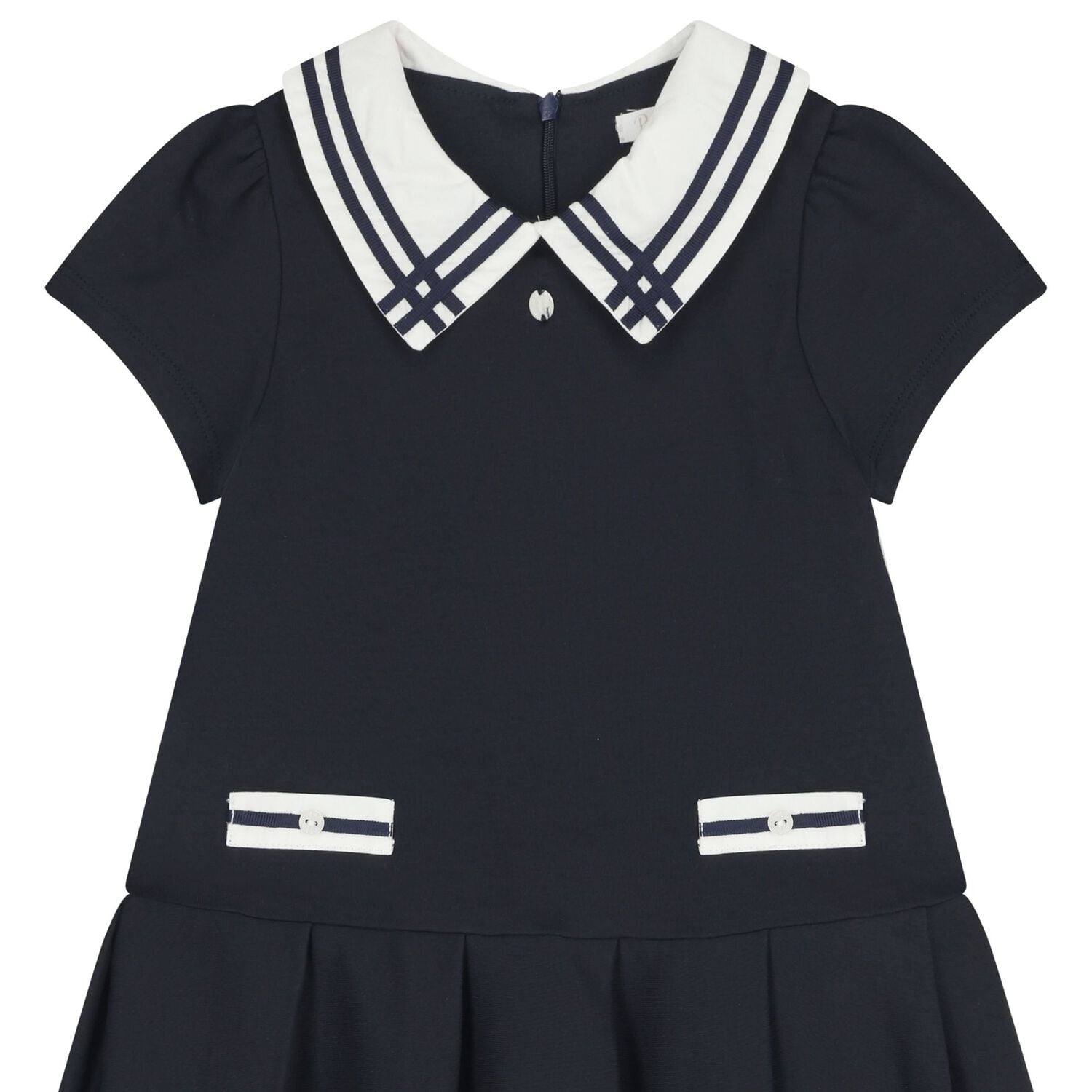 Girls Navy Blue & White Dress , 1, hi-res