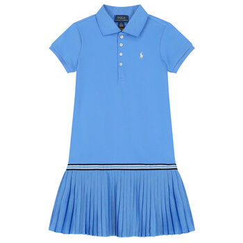فستان بولو بالشعار باللون الأزرق