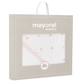 Baby Girls White & Pink Hooded Towel