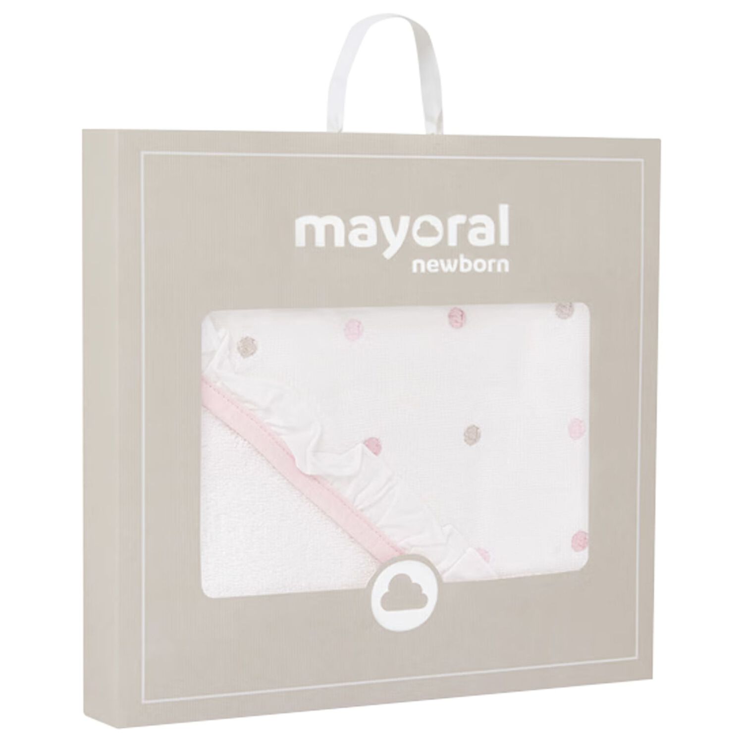 Baby Girls White & Pink Hooded Towel, 2, hi-res image number null