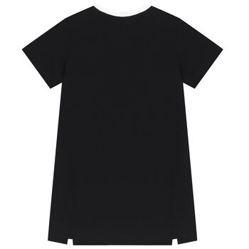 فستان تيشيرت بالشعار باللون الأسود