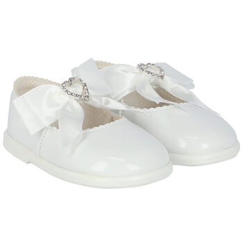 Baby Girls White Bow Leather Shoes