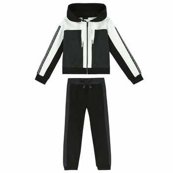 Girls White & Black Tracksuit