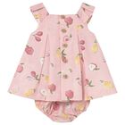 Baby Girls Pink Fruits Dress Set, 2, hi-res