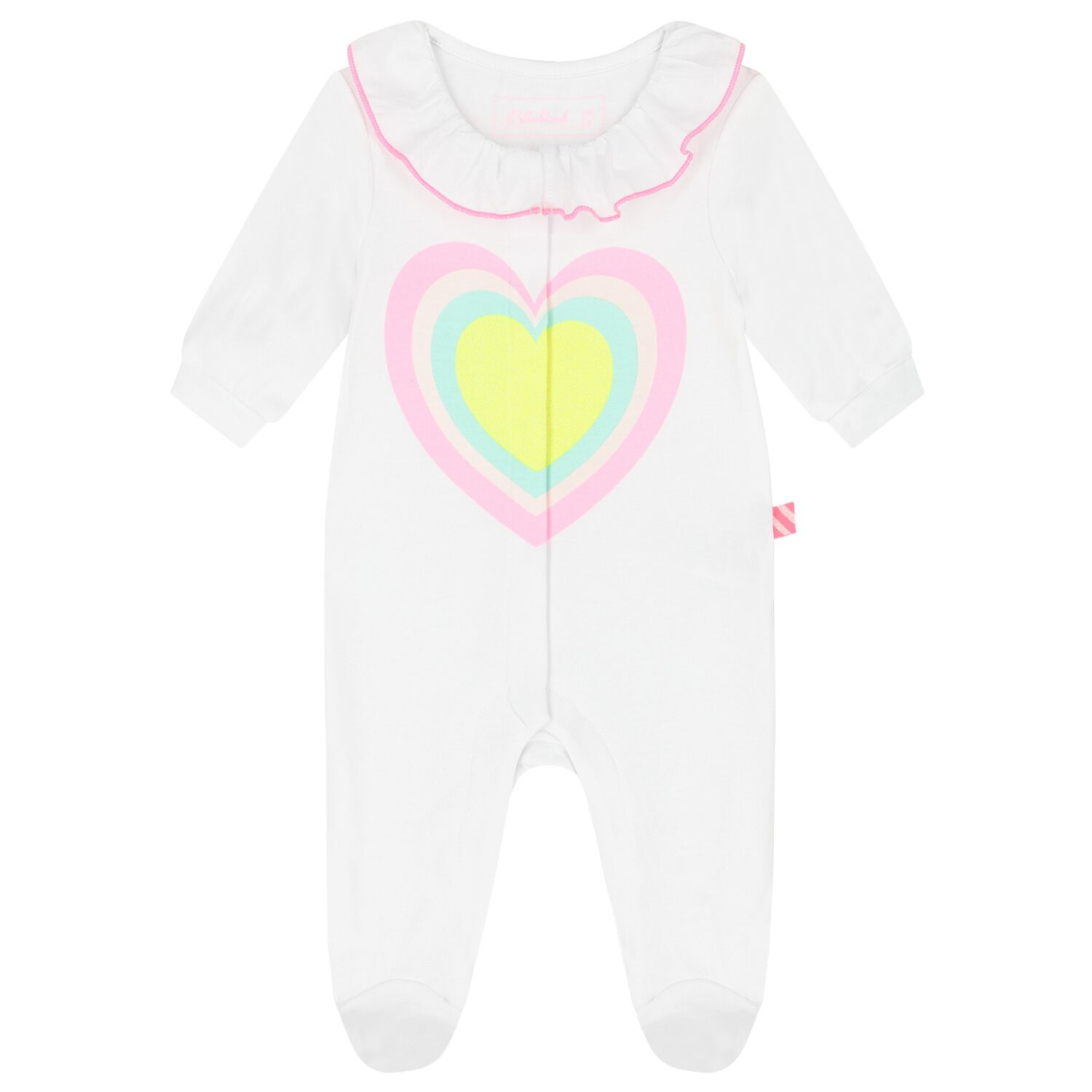 Baby Girls White Heart Babygrow, 1, hi-res image number null