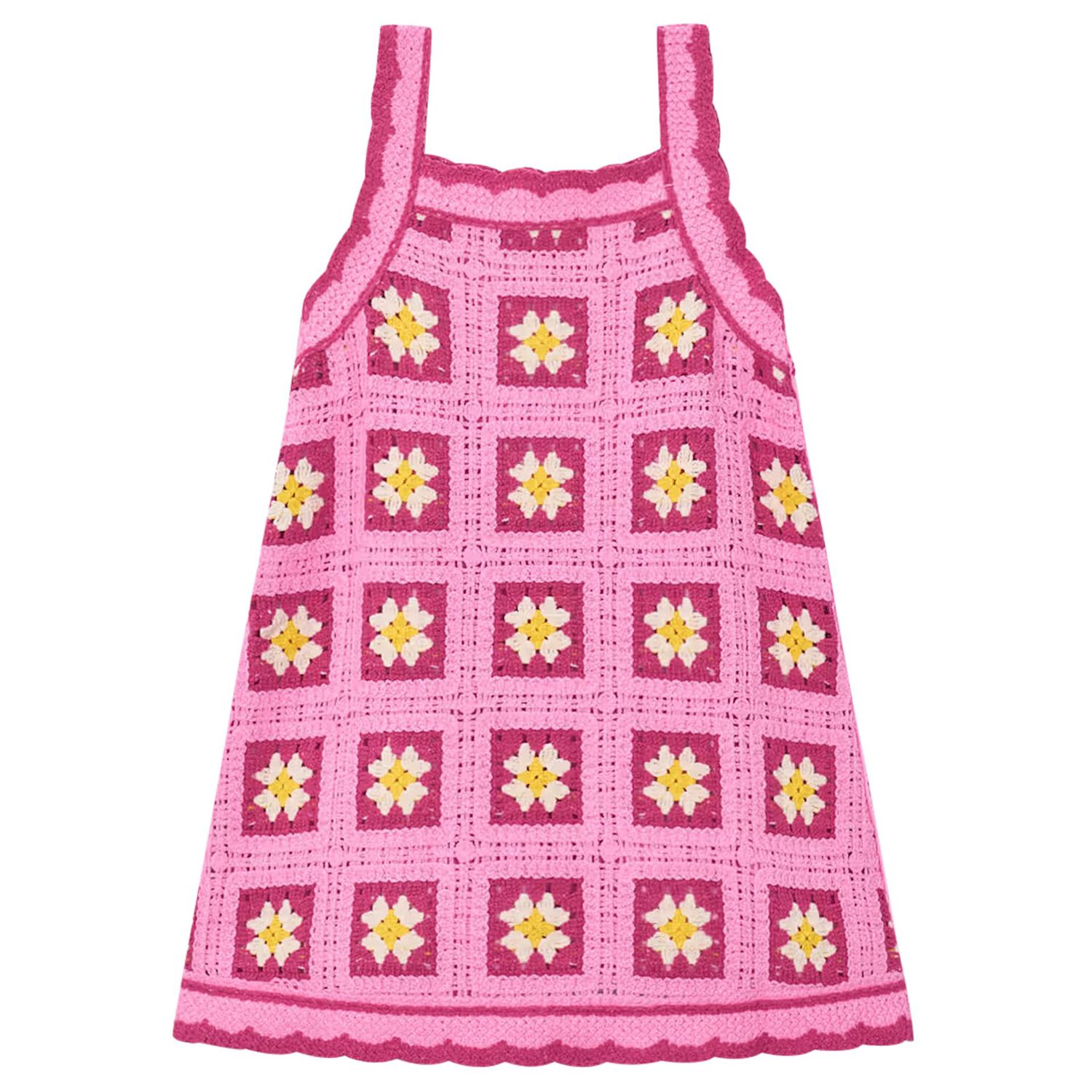 Girls Pink Crochet Dress, 1, hi-res