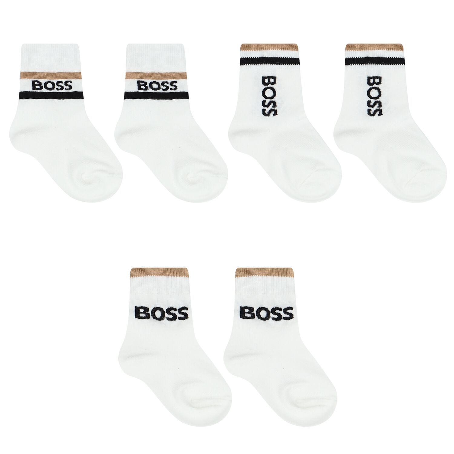 Baby Boys White Logo Socks ( 3-Pack ), 1, hi-res