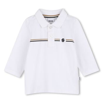 Younger Boys White Logo Polo Shirt