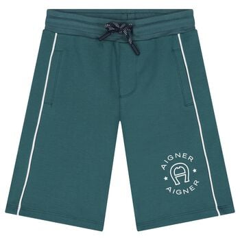Boys Green Logo Shorts