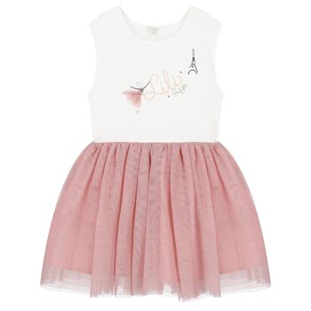 Girls Ivory & Pink Tulle Dress