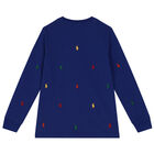 Boys Blue Logo Long Sleeve Top, 1, hi-res