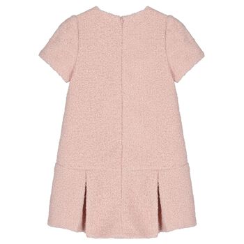 Girls Pink Bow Boucl&eacute; Dress