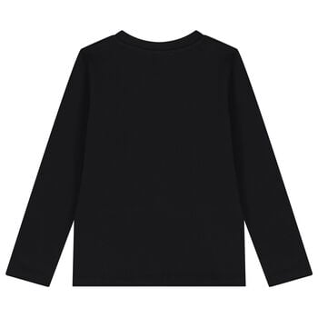 Girls Black Logo Long Sleeve Top