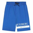 Boys Blue Logo Shorts, 1, hi-res
