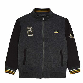 Boys Grey Logo Zip Up Top