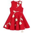 Girls Red Rose Satin Dress, 3, hi-res