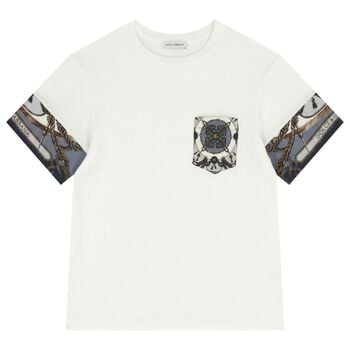 Boys White & Blue Logo T-Shirt