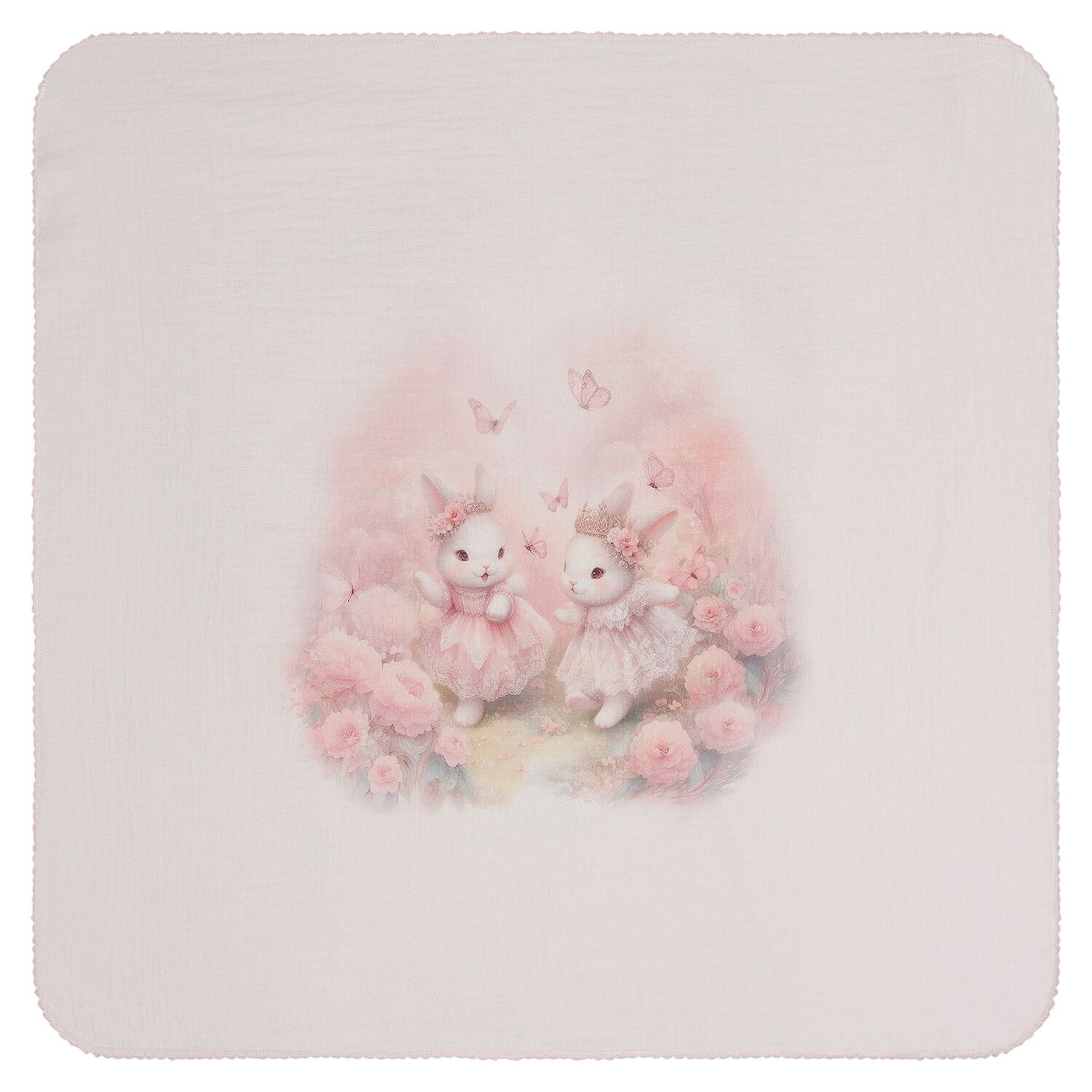 لفافة الموسلين للبنات بطبعة أرنب باللون الوردي ( قطعتين ), 1, hi-res