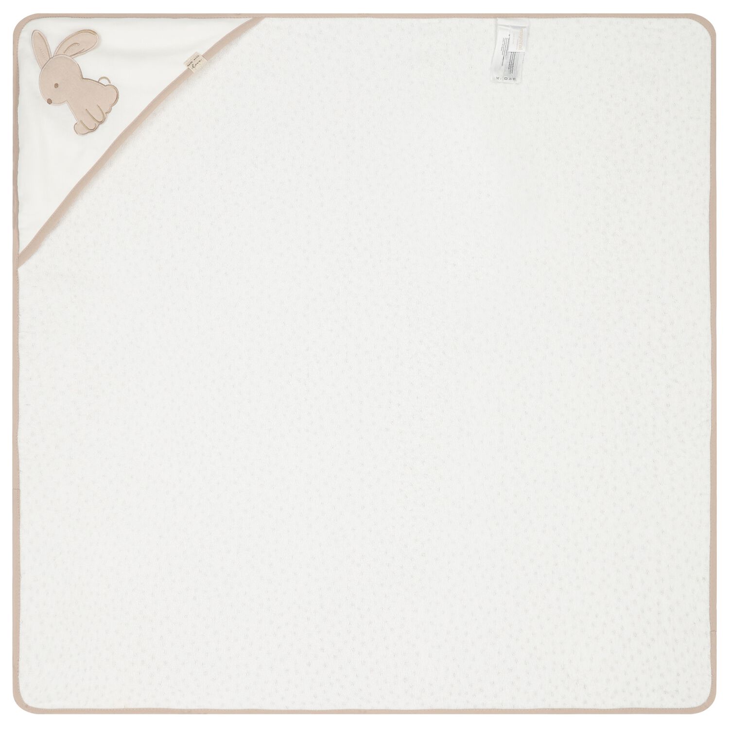 Baby Boys White Rabbit Hooded Towel, 1, hi-res