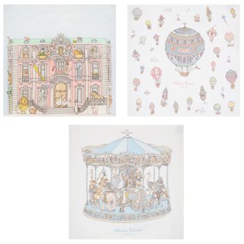 Atelier Choux Baby Boys White & Blue Signature Carrés Gift Set, 2 Baby Boys White & Blue Signature Carrés Gift Set