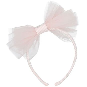 Girls Pink Tulle Bow Headband