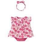 Baby Girls Pink Cotton Jersey Shorts & Headband Set, 1, hi-res