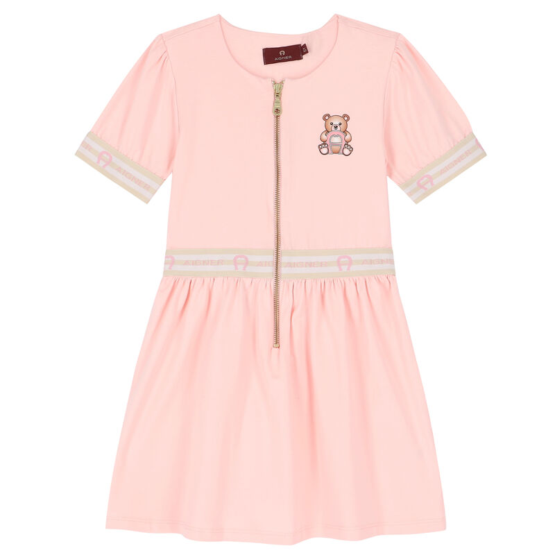 Girls Pink Teddy Logo Dress, 2, hi-res image number null