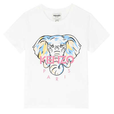 Girls White Elephant T-Shirt
