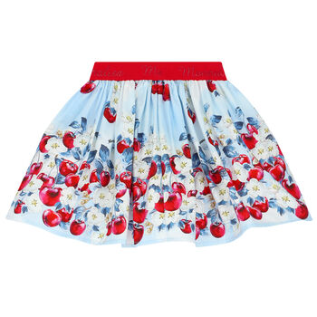 Girls Blue & Red Cherry Skirt