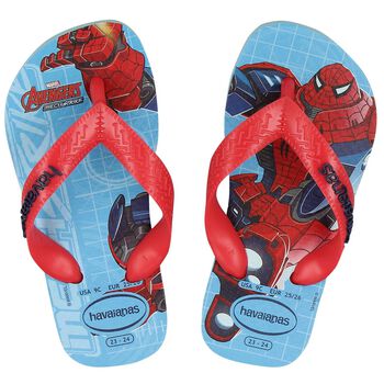 Boys Blue Marvel Logo Flip Flops