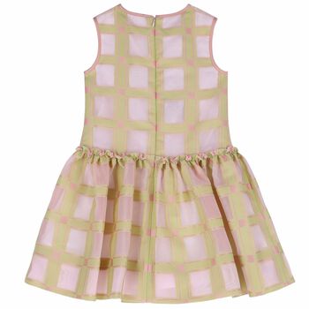 Girls Green & Pink Sleeveless Dress