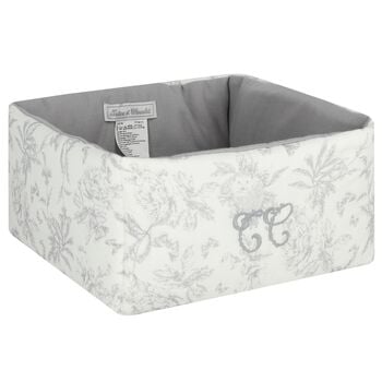 Ivory & Grey Toile De Jouy Baby Accessory Basket