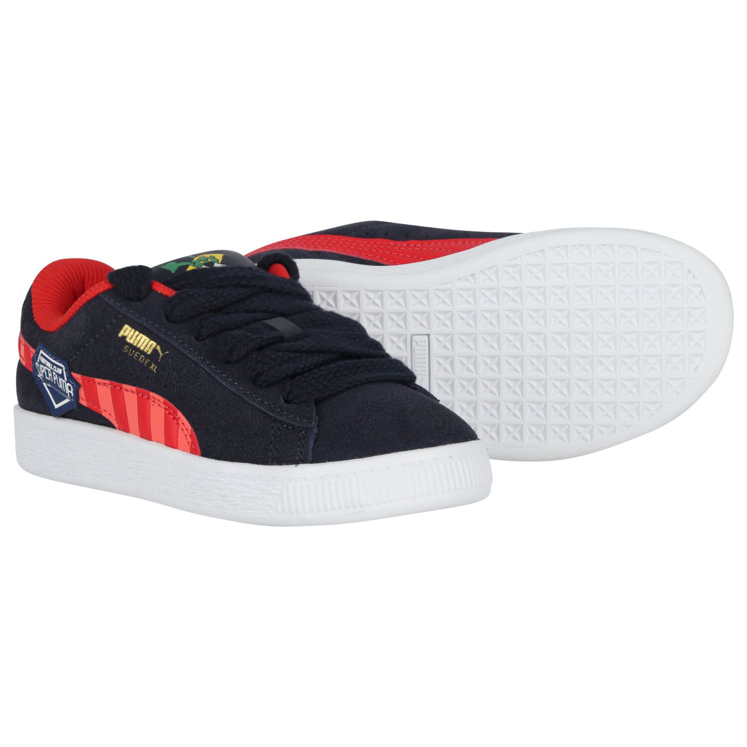 Boys Navy Blue Suede Super Puma Trainers, 1, hi-res