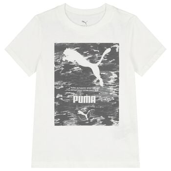 Boys White & Grey Logo T-Shirt