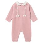 Baby Girls Pink Knitted Romper, 1, hi-res