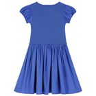 Girls Blue Puffed Sleeve Dress, 1, hi-res