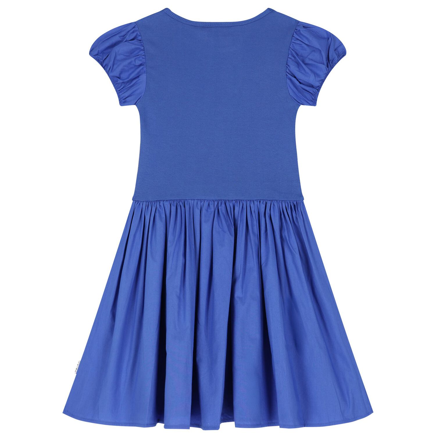 Girls Blue Puffed Sleeve Dress, 1, hi-res image number null