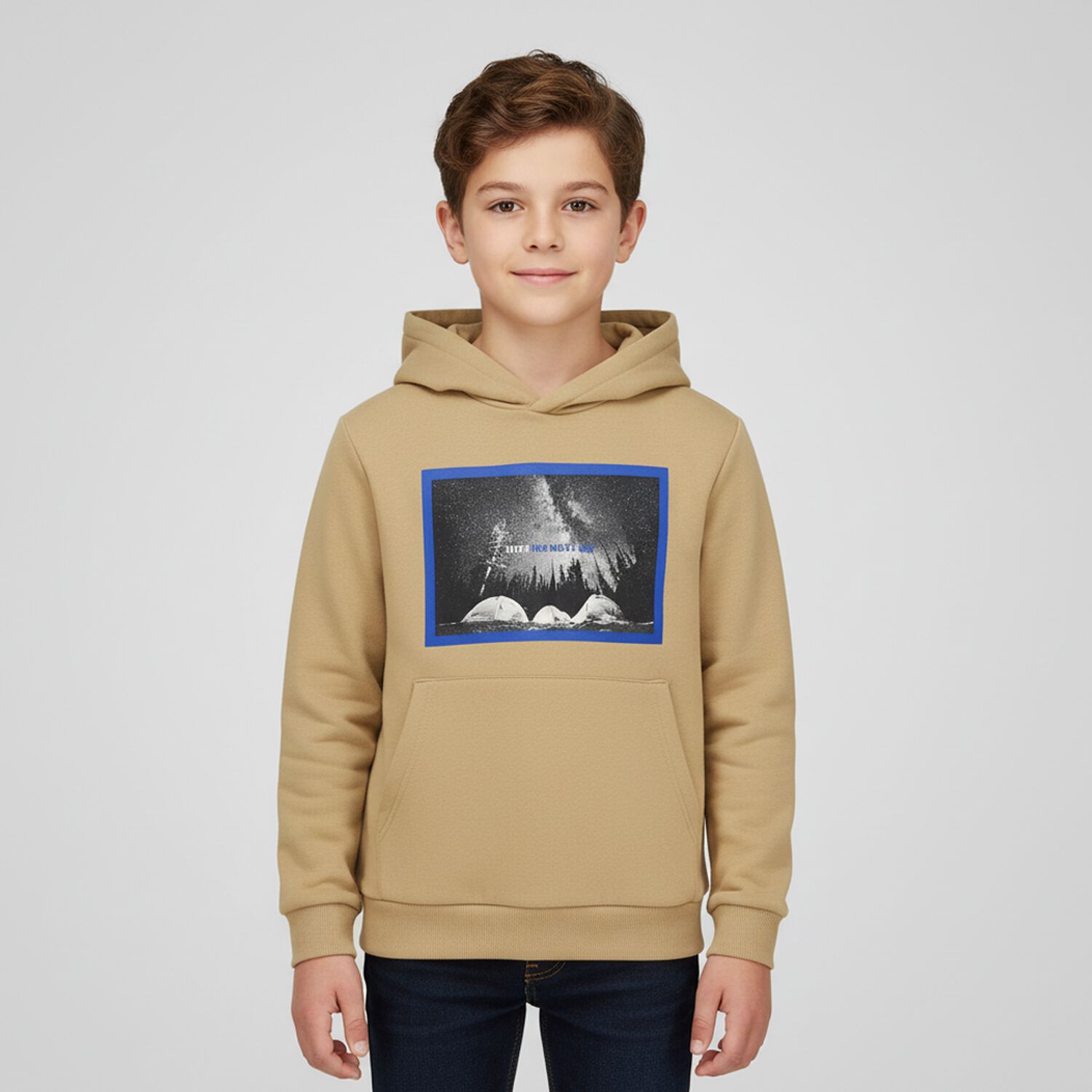 Boys Beige Hooded Top, 1, hi-res image number null