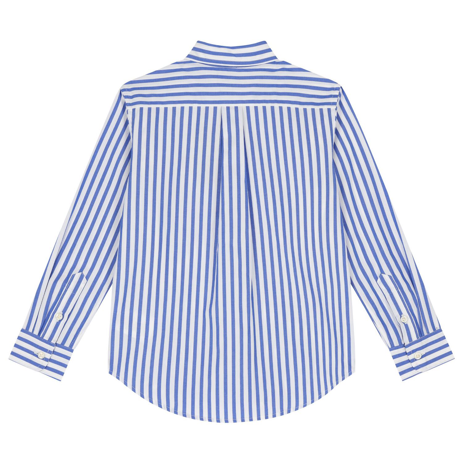 Boys Blue & White Striped Logo Shirt, 1, hi-res