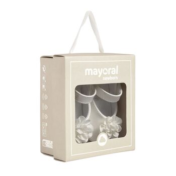 Baby Girls White Flower Pre Walker Shoes