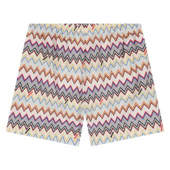 Younger Boys Beige Zigzag Swim Shorts