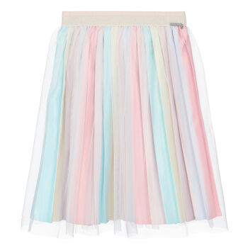 Girls Pink Pleated Satin Skirt