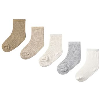 Beige, Ivory & Grey Baby Socks ( 6 Pack )