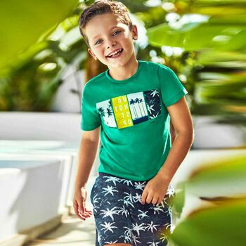 Boys Green & Navy Shorts Set